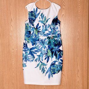 Joseph Ribkoff Floral Sheath Dress Sleeveless Blue/Green Size US 14